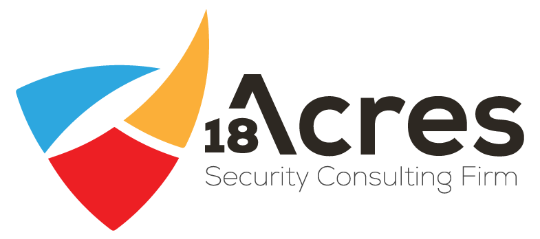 A black background with the words 1 8 acres security consulting in front.